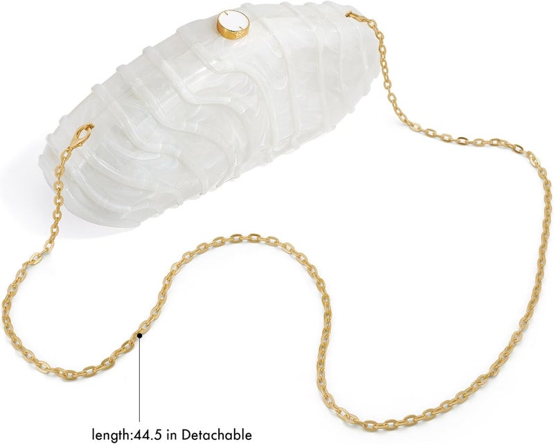 NEWROGENG Acrylic Clutch Purse for Women Evening Bag, Irregular Shell Acrylic Purse Box Clutch with Chain for Party Wedding Prom - Image 5
